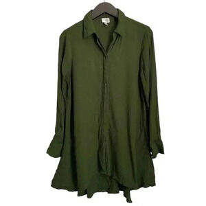 Cupio Women's Green Tunic Top Size Small Olive Green Long Sleeve